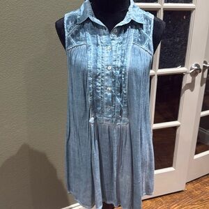 Long dress People blue washed light teal